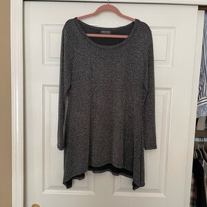 Metallic Tunic Top - Black/Silver